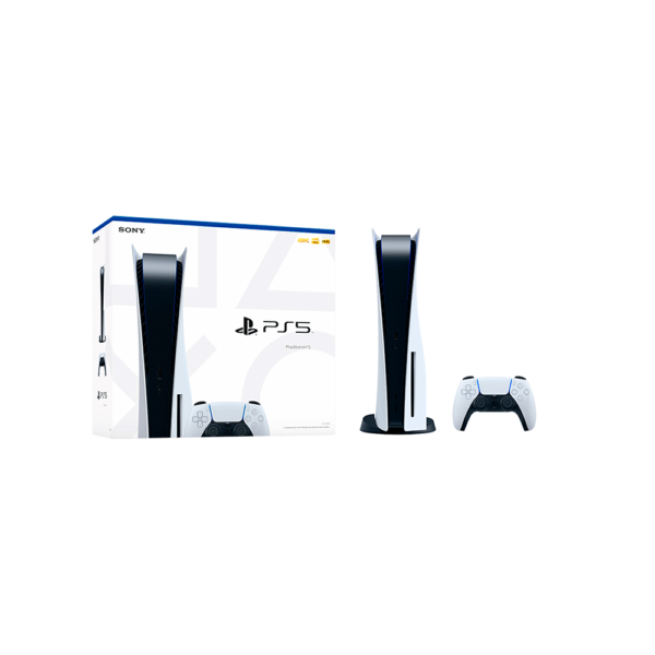 Console PlayStation 5 Standard ao lado de sua caixa